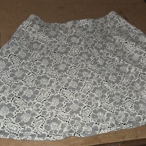 Forever 21 Black and White Lace A-Line Skirt